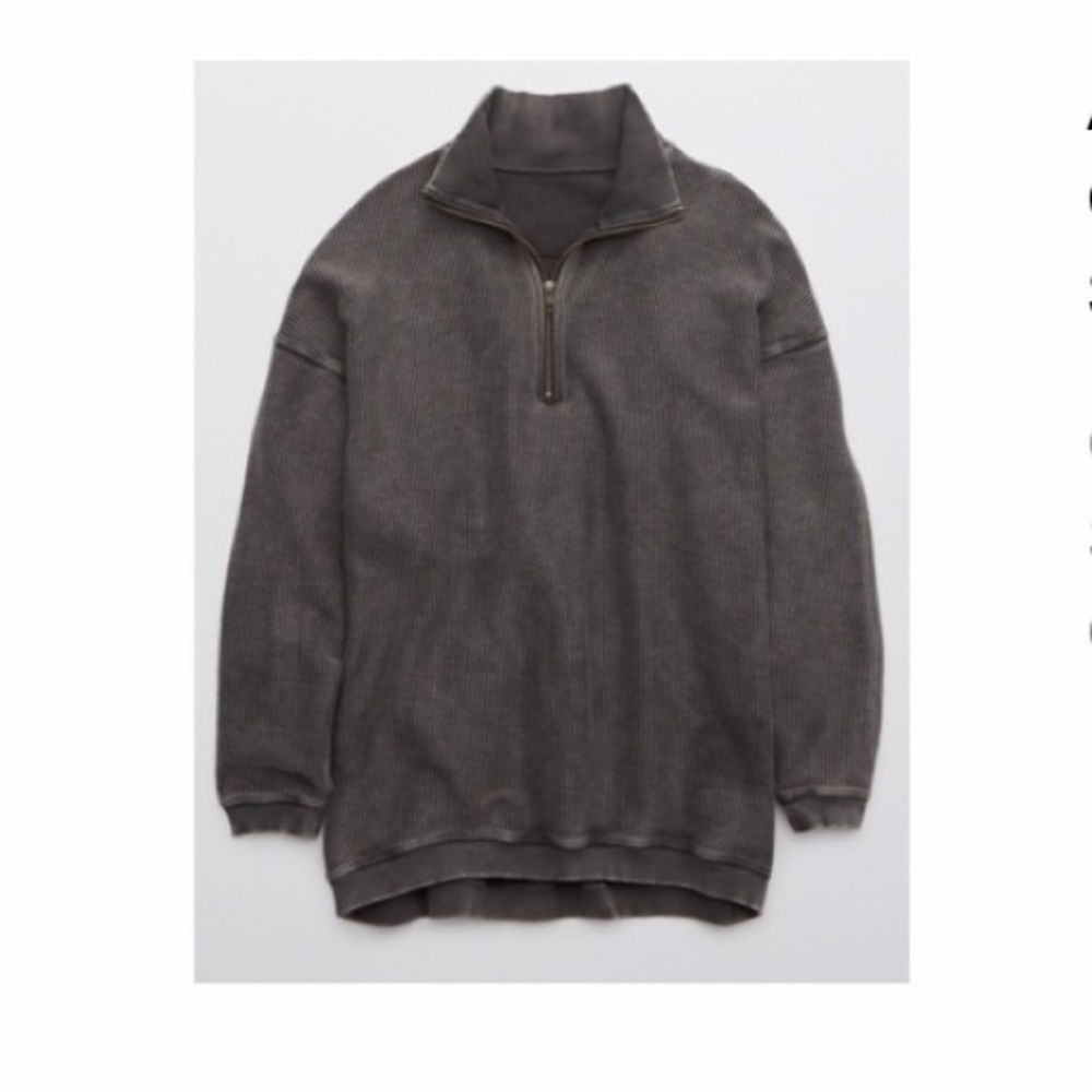 AERIE GOOD VIBES CORDED OVERSIZED QUARTER ZIP
SWEATSHIRT - GRAY - SMALL